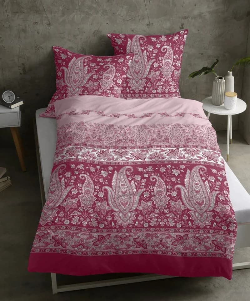 wohnTRAUM24 Bettwäsche Biber Smaragdgrün Paisley Ornamente - Bild 3