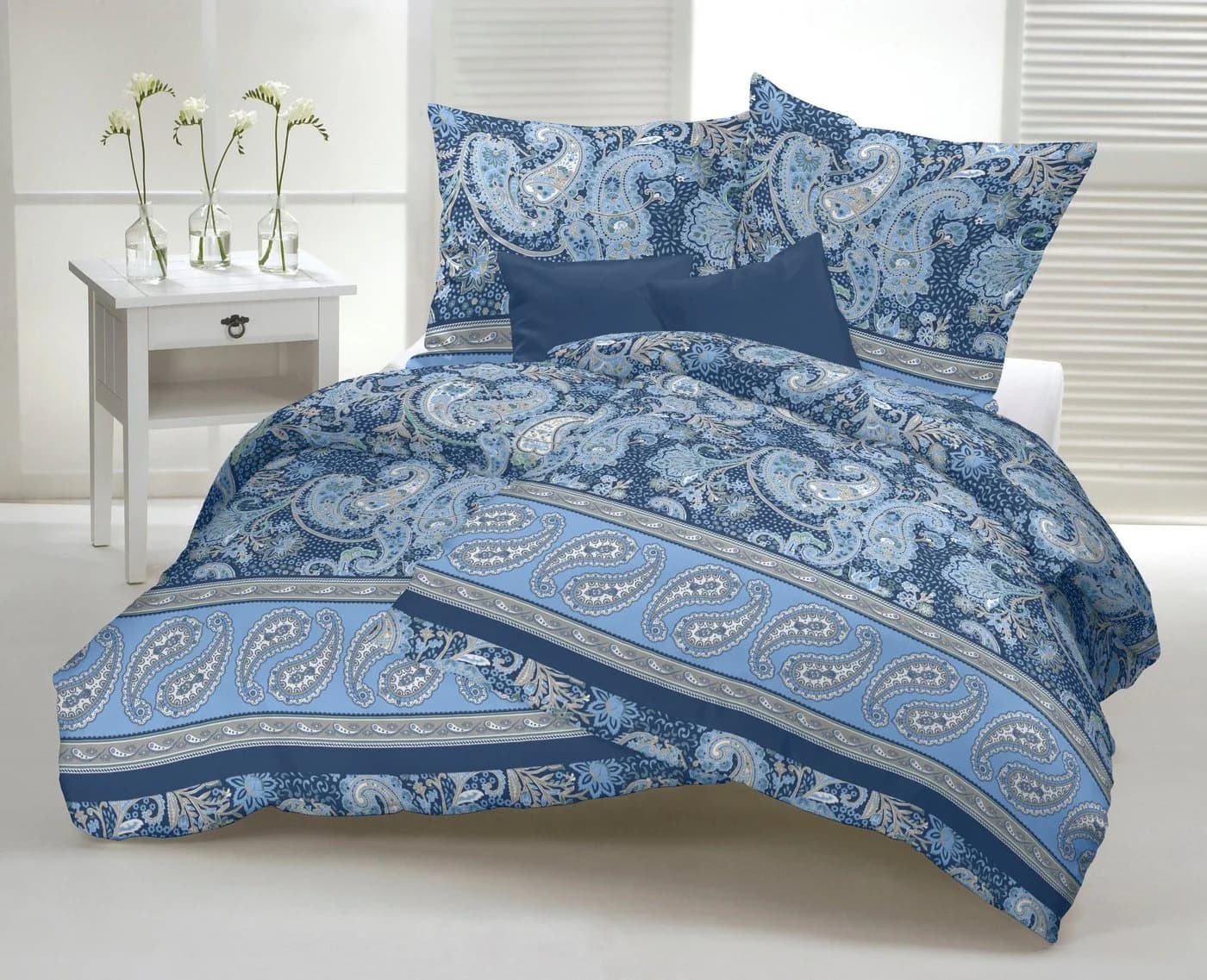 CASATEX Bettwäsche Sentta Blau Satin Paisley