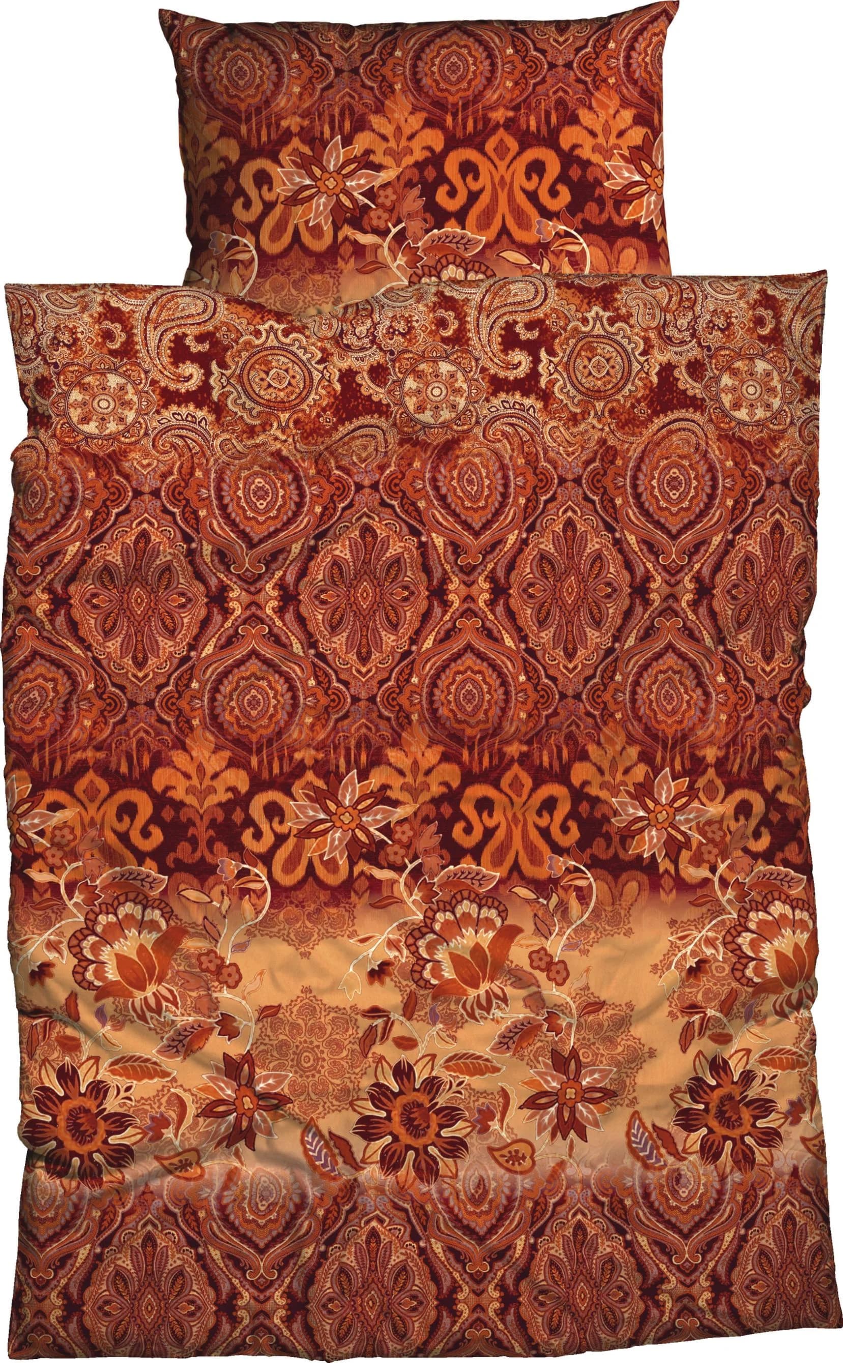 CASATEX Bettwäsche Suzani Bunt Rubin Orange Satin 3-tlg