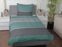 CASATEX Bettwäsche Orsa Satin 100% Baumwolle Grün Silber Gestreift Bild 1
