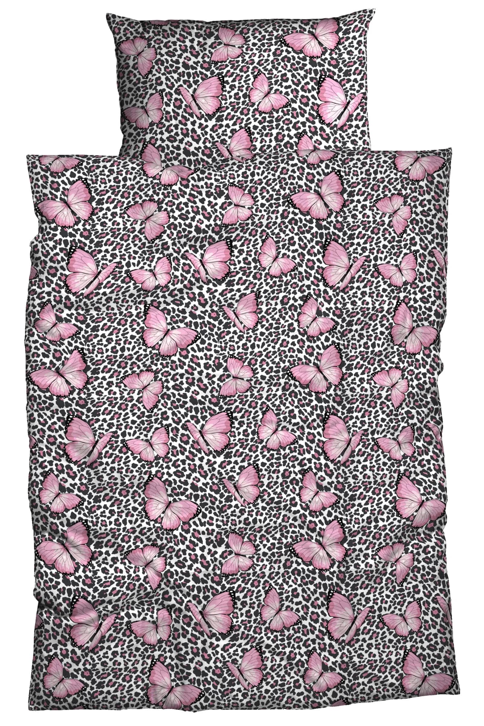 CASATEX Bettwäsche Menga Schwarz Rosa Satin Schmetterlinge