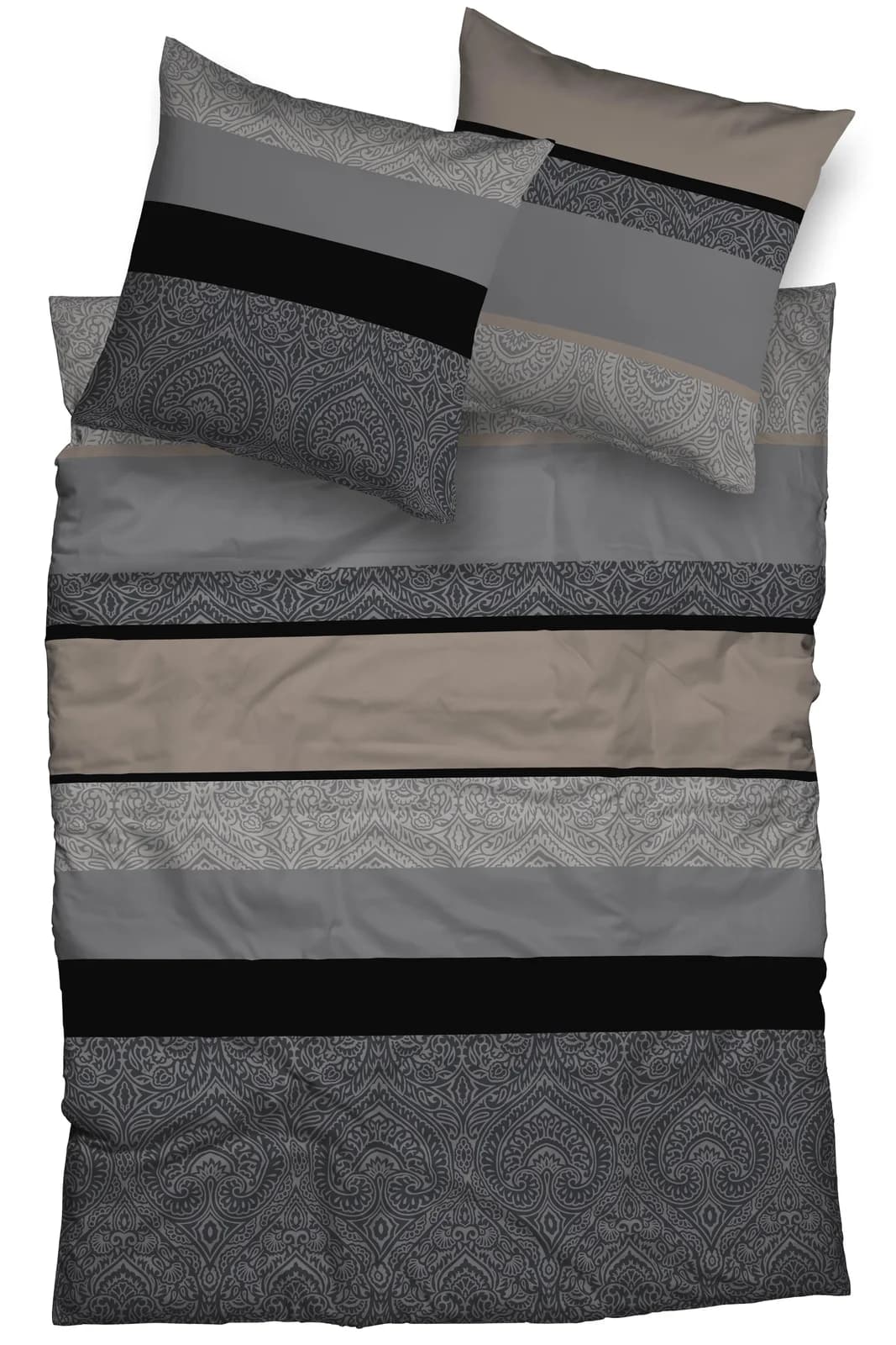CASATEX Bettwäsche Dami Satin 3-tlg. Anthrazit Taupe 100% Baumwolle
