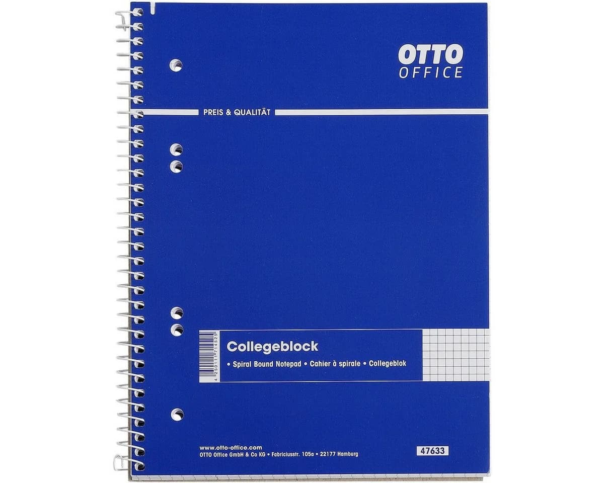 Otto Office Collegeblock A5 Kariert Blau 80 Blatt