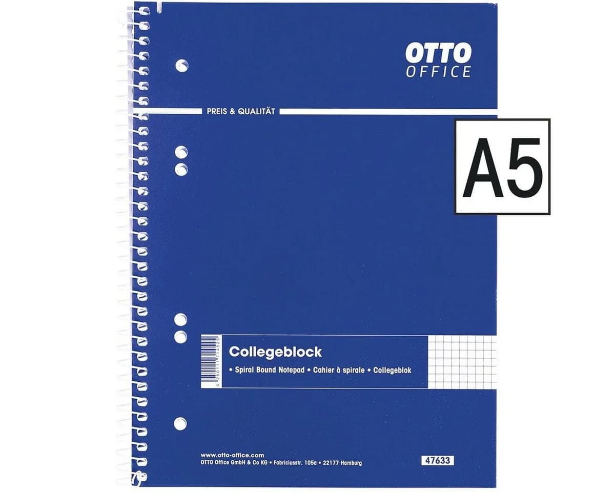 Otto Office Collegeblock A5 Kariert Blau 80 Blatt - Bild 2