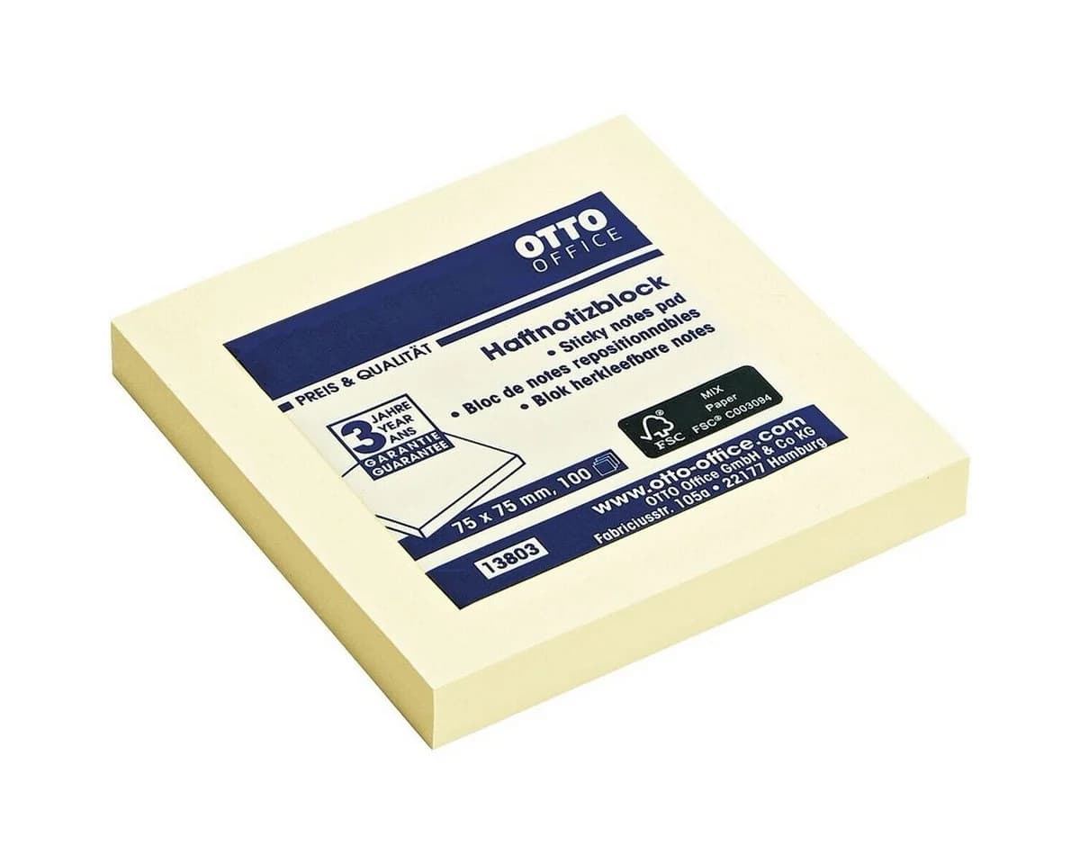 Otto Office Haftnotizblock Gelb 100 Blatt 75x75 mm - Bild 2