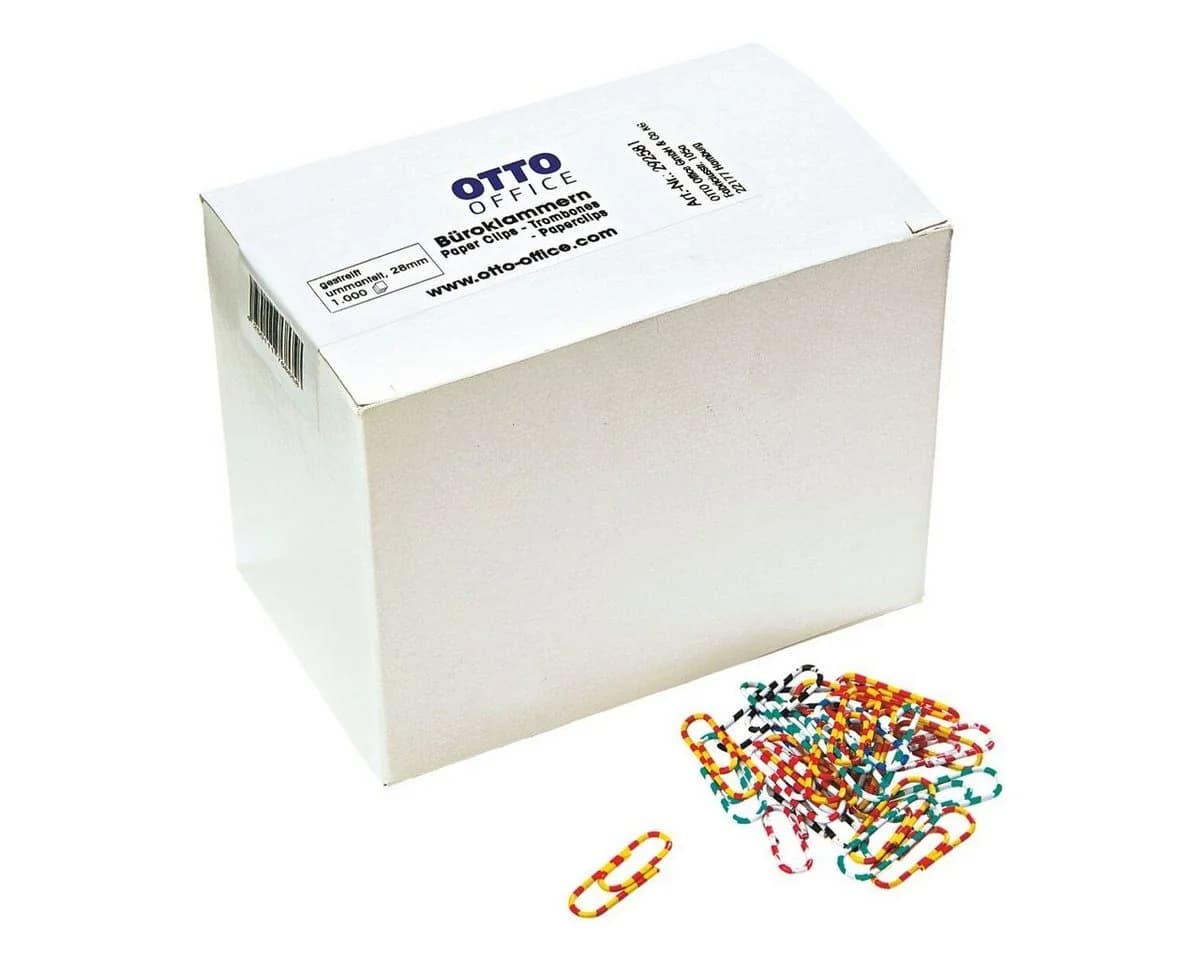 Otto Office Büroklammer 28mm Zweifarbig Gestreift Kunststoffüberzogen - Bild 2