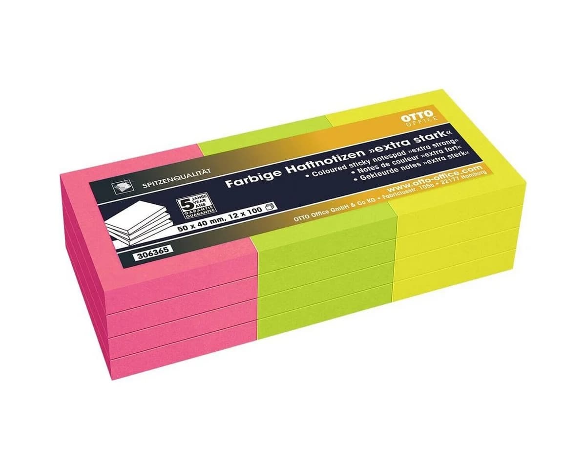 Otto Office Premium Haftnotizblock Extra Stark Neonfarben 12er Pack - Bild 2