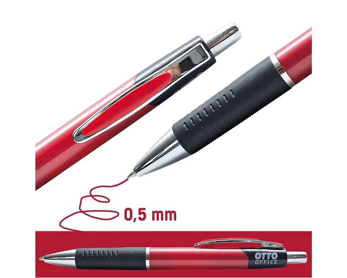 Otto Office Kugelschreiber KS4 Rot mit Druckmechanik und Taschenclip - Bild 2