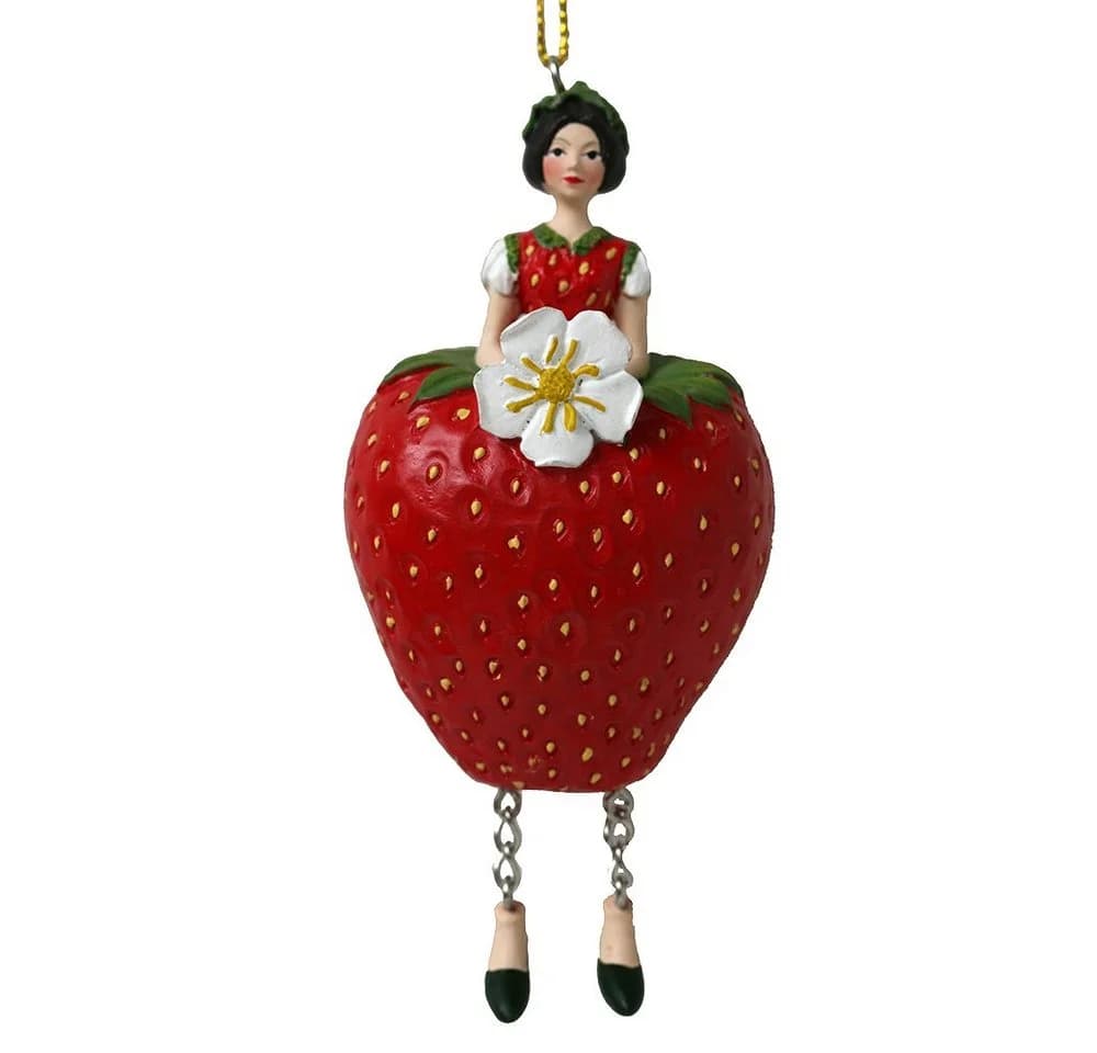 ROSEMARIE SCHULZ Heidelberg Dekofigur Blumenmädchen Erdbeere Rot - Bild 2