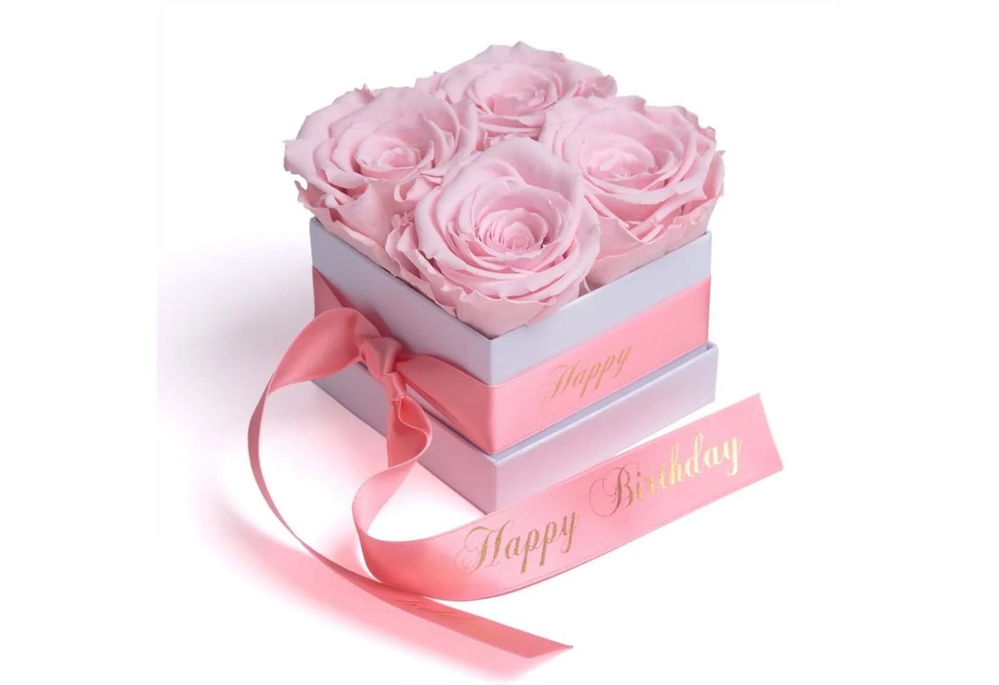 Infinity Rosenbox Happy Birthday 4 Rosen Rosa Weiß Rosemarie Schulz - Bild 2