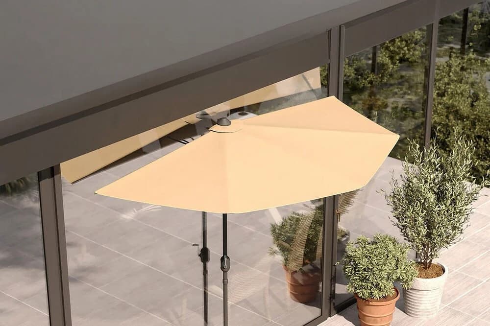 OUTFLEXX Sonnenschirm Cambridge Halbschirm Khaki/Dunkelgrau Aluminium