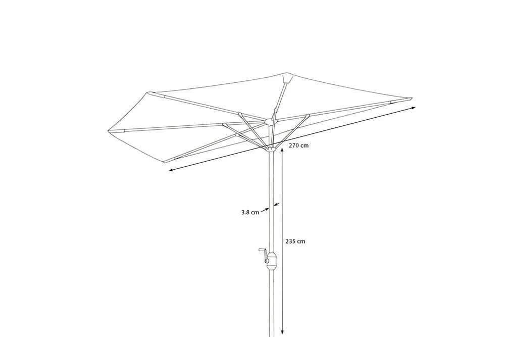 OUTFLEXX Sonnenschirm Cambridge Halbschirm Khaki/Dunkelgrau Aluminium - Bild 5