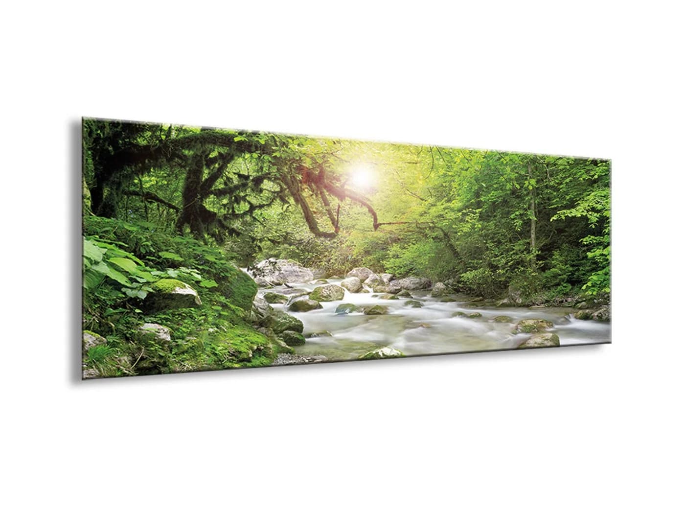 artissimo Glasbild Wald mit Bachlauf Grün 80x30 cm - Bild 3