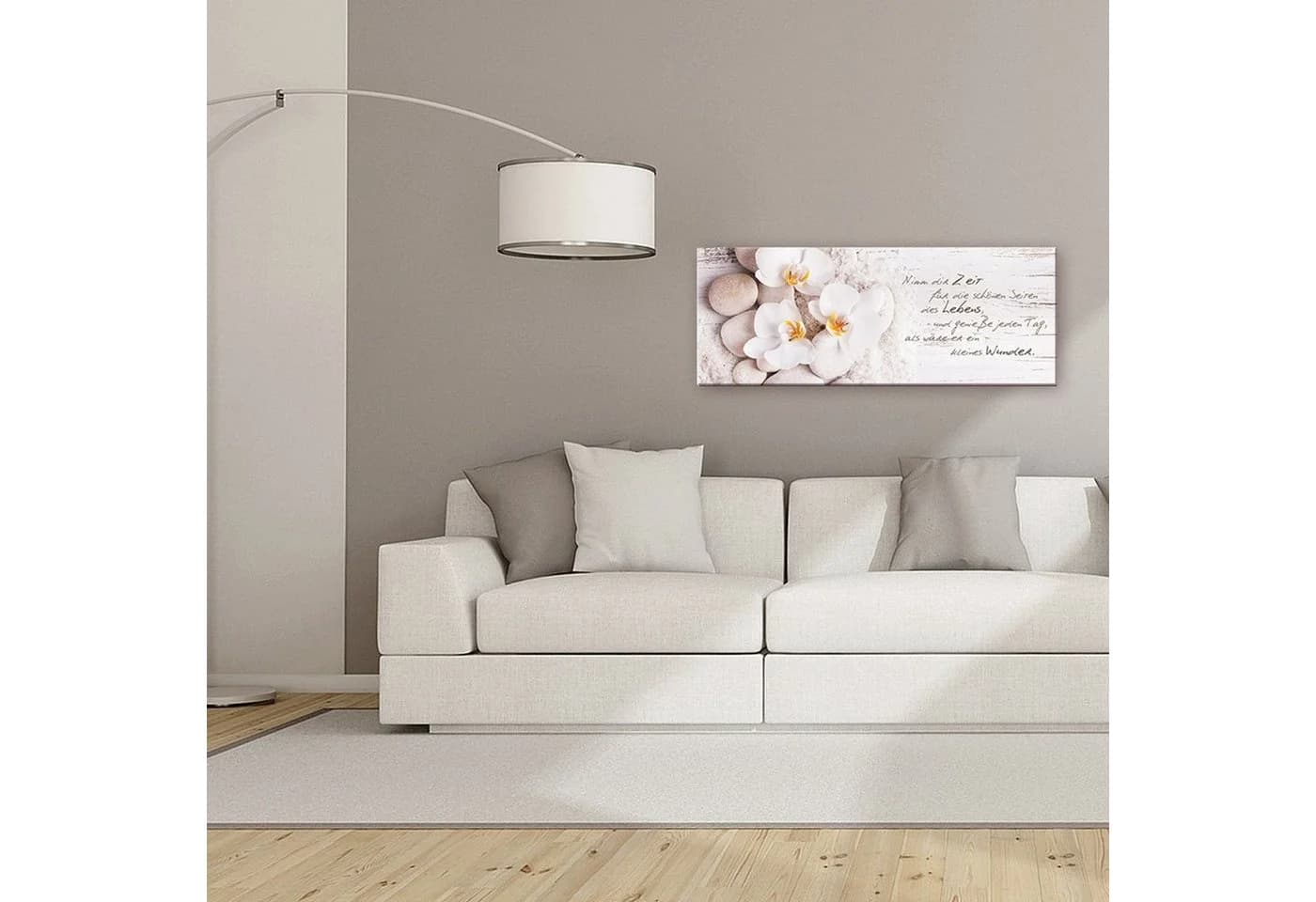 artissimo Glasbild Orchidee Weiß Beige 80x30 cm Modern