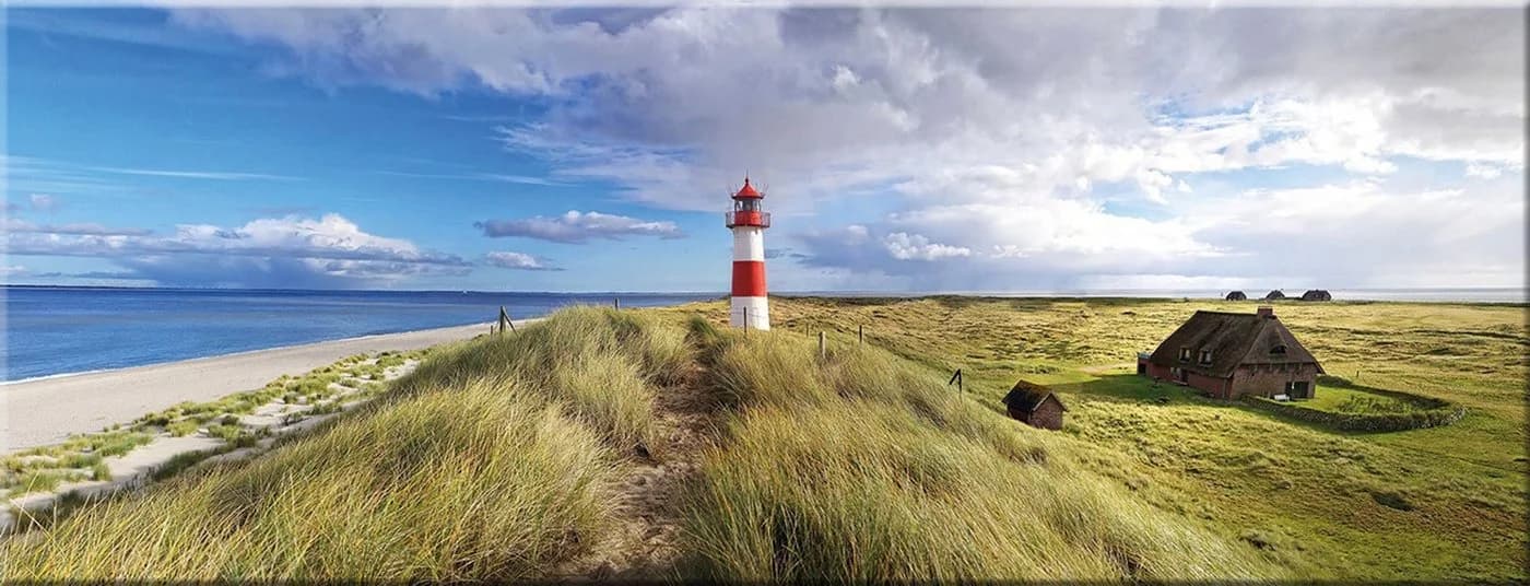 artissimo Glasbild Leuchtturm Sylt Blau-Grün Modern Maritim - Bild 2