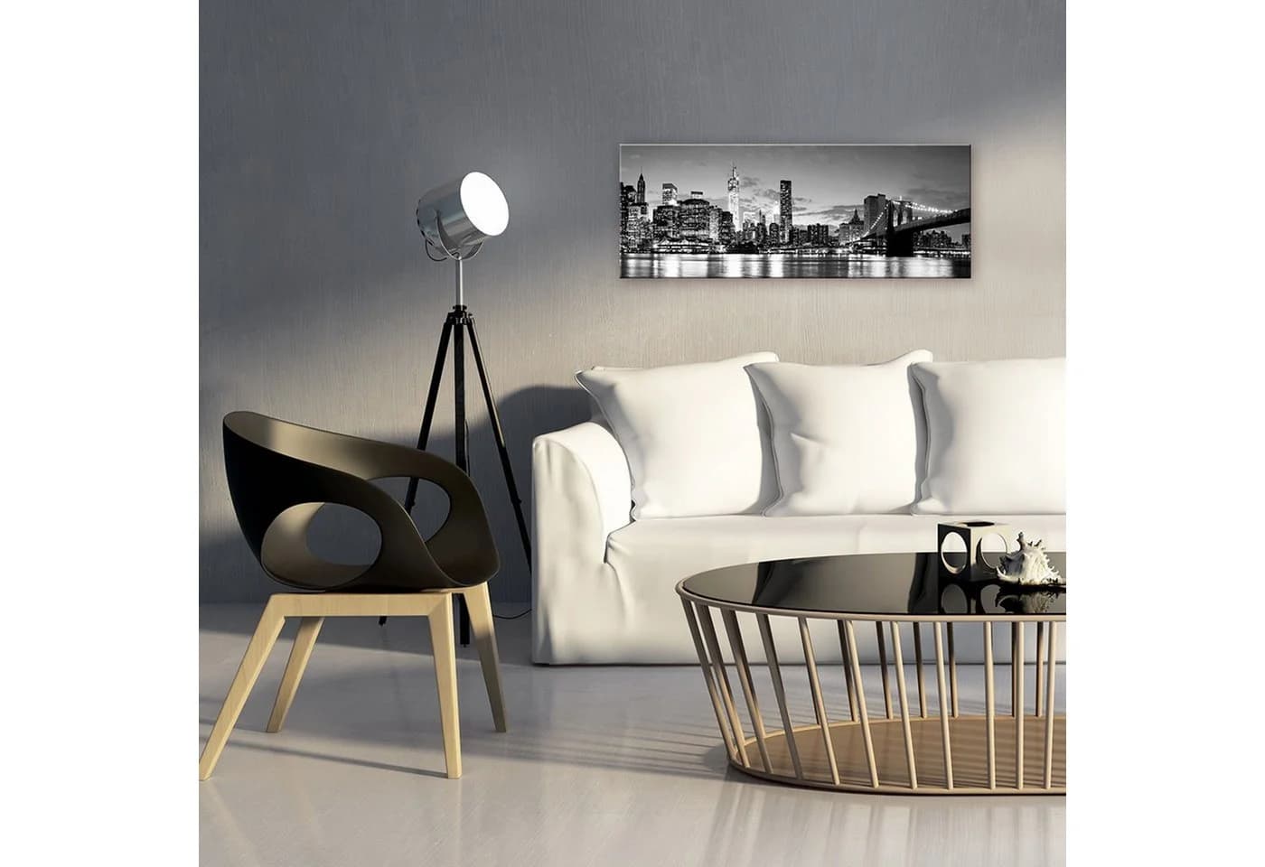 artissimo Glasbild New York Skyline Schwarz-Weiß Modern