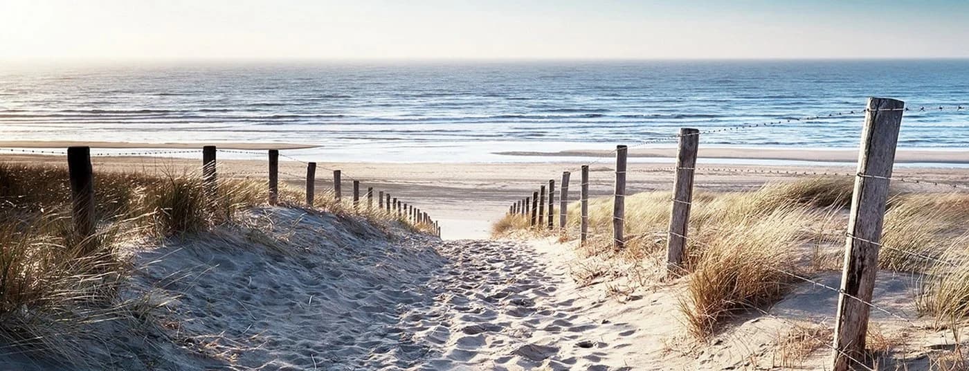 artissimo Glasbild Strand und Meer Dünenweg Sand-Blau Modern Maritim - Bild 2