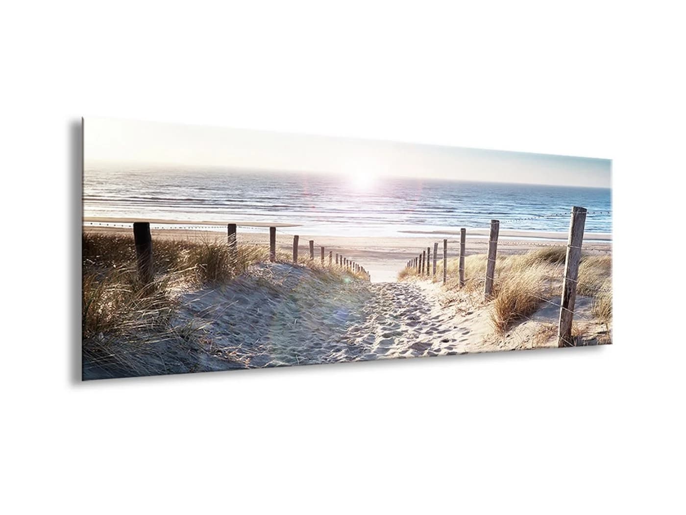 artissimo Glasbild Strand und Meer Dünenweg Sand-Blau Modern Maritim - Bild 3