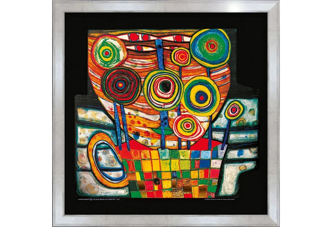 artissimo Bild mit Rahmen gerahmter Kunstdruck 53x53 cm Friedensreich Hundertwasser Das Dingsda wächst im Blumentopf - Bild 2