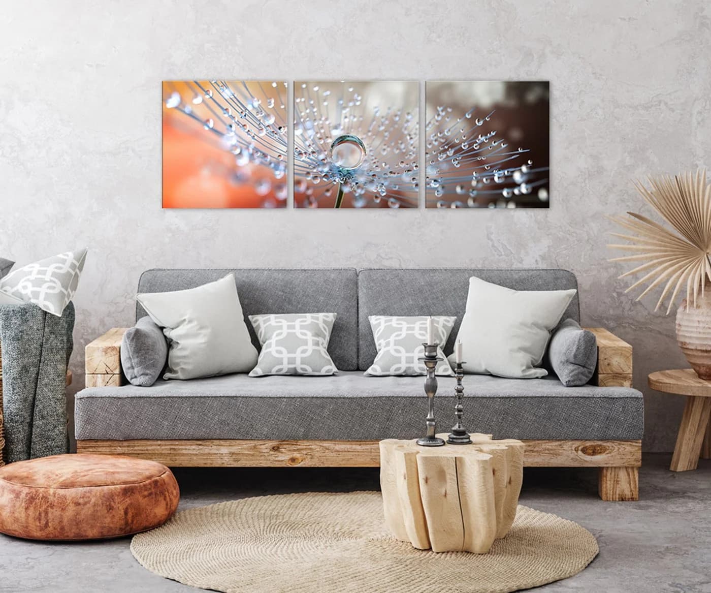 artissimo Glasbild 3-Teiler Pusteblume Detail