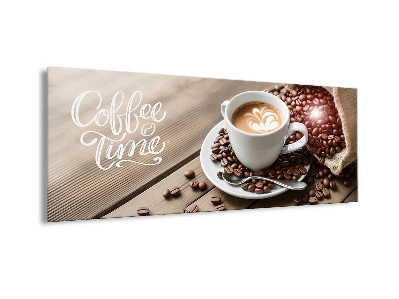 artissimo Glasbild 80x30cm Bild aus Glas Küche Kaffee Cafe braun