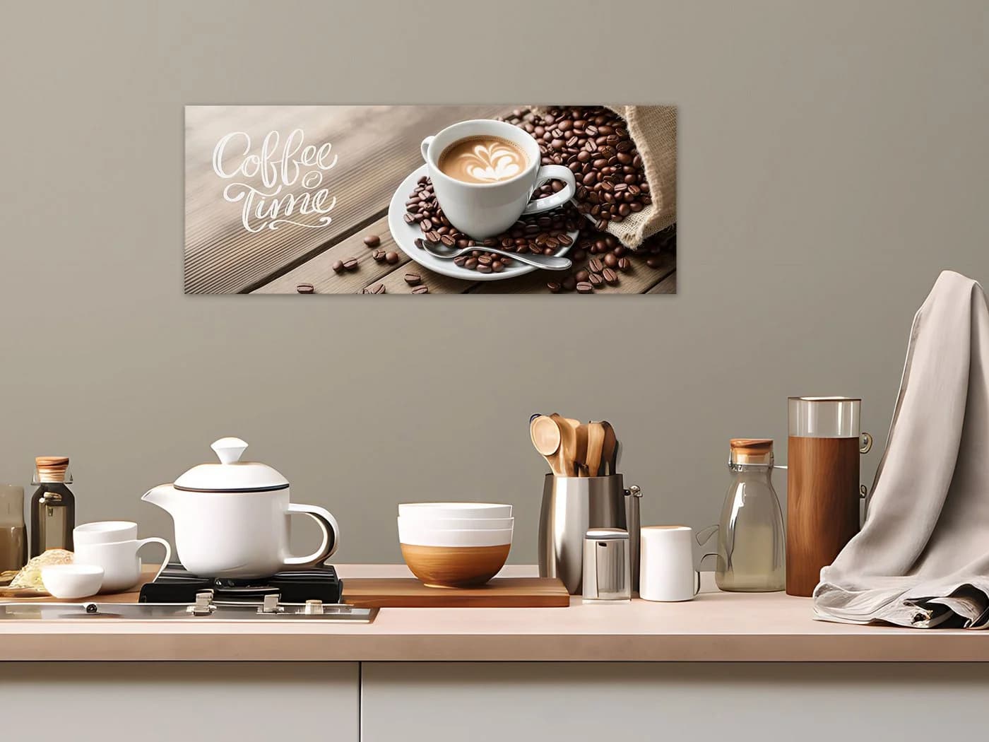 artissimo Glasbild 80x30cm Bild aus Glas Küche Kaffee Cafe braun - Bild 3