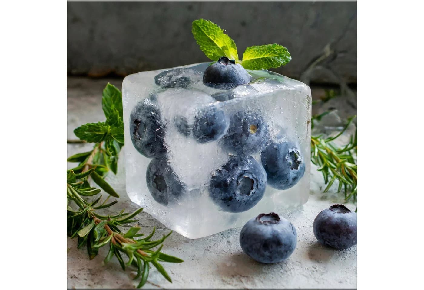 artissimo Glasbild 30x30 cm Blaubeeren im Eis Modern - Bild 2
