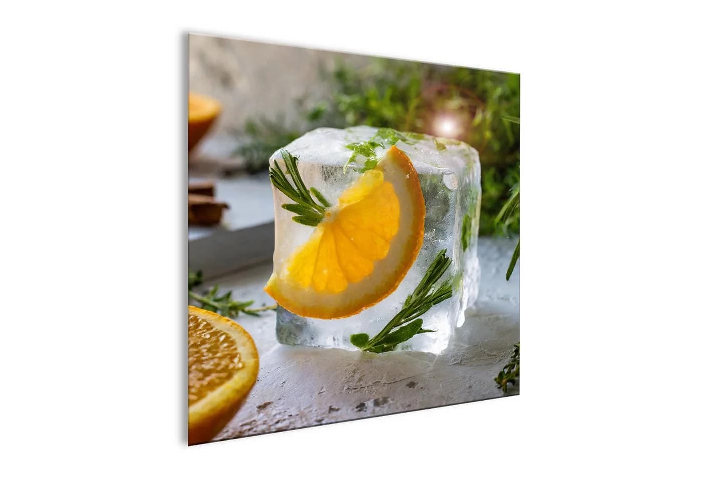 artissimo Glasbild 30x30 cm Orange Grau Zitrusmotiv