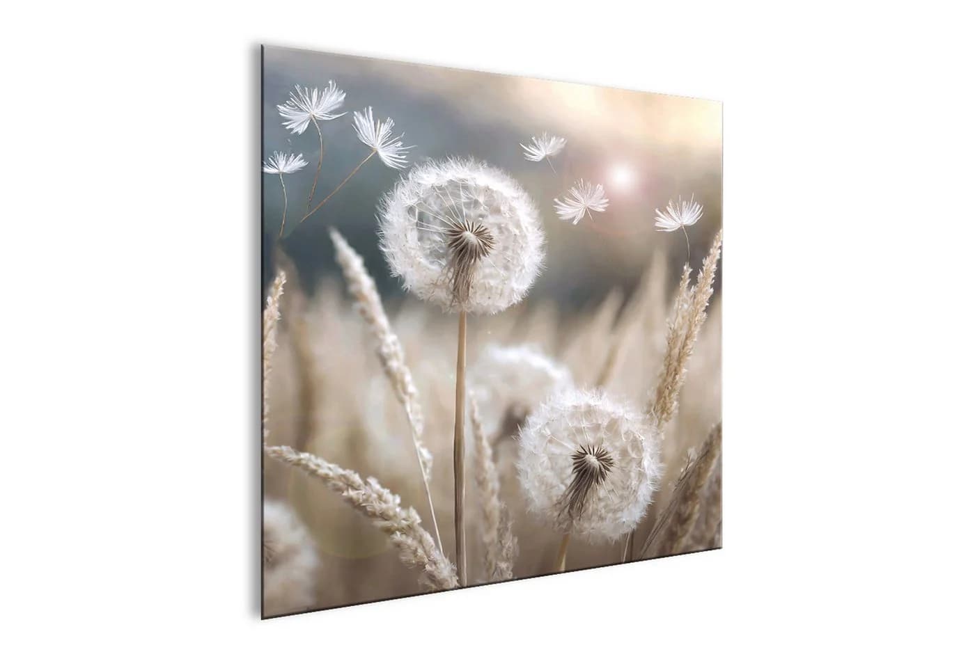 artissimo Glasbild 30x30cm Boho-Style Pusteblume