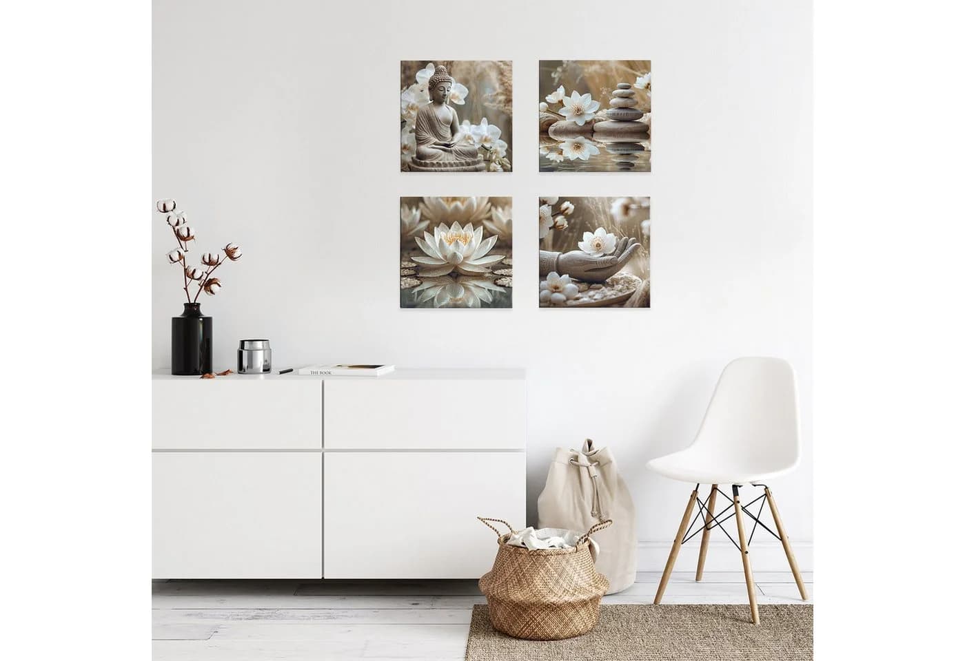 artissimo Glasbild Zen Steine & Blüten 30x30 cm Quadratisch - Bild 3