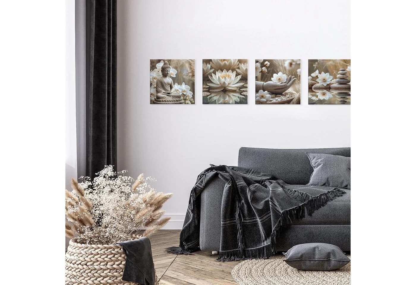 artissimo Glasbild Zen Steine & Blüten 30x30 cm Quadratisch - Bild 4