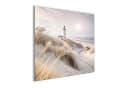 artissimo Glasbild Leuchtturm Strand Beige Modern Bild 1