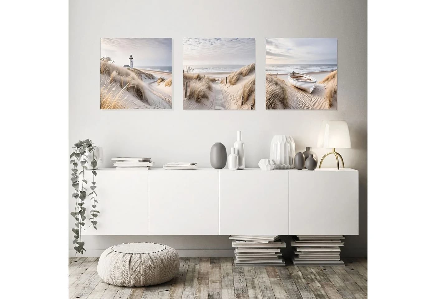 artissimo Glasbild Boot in den Dünen Beige 50x50 cm - Bild 3