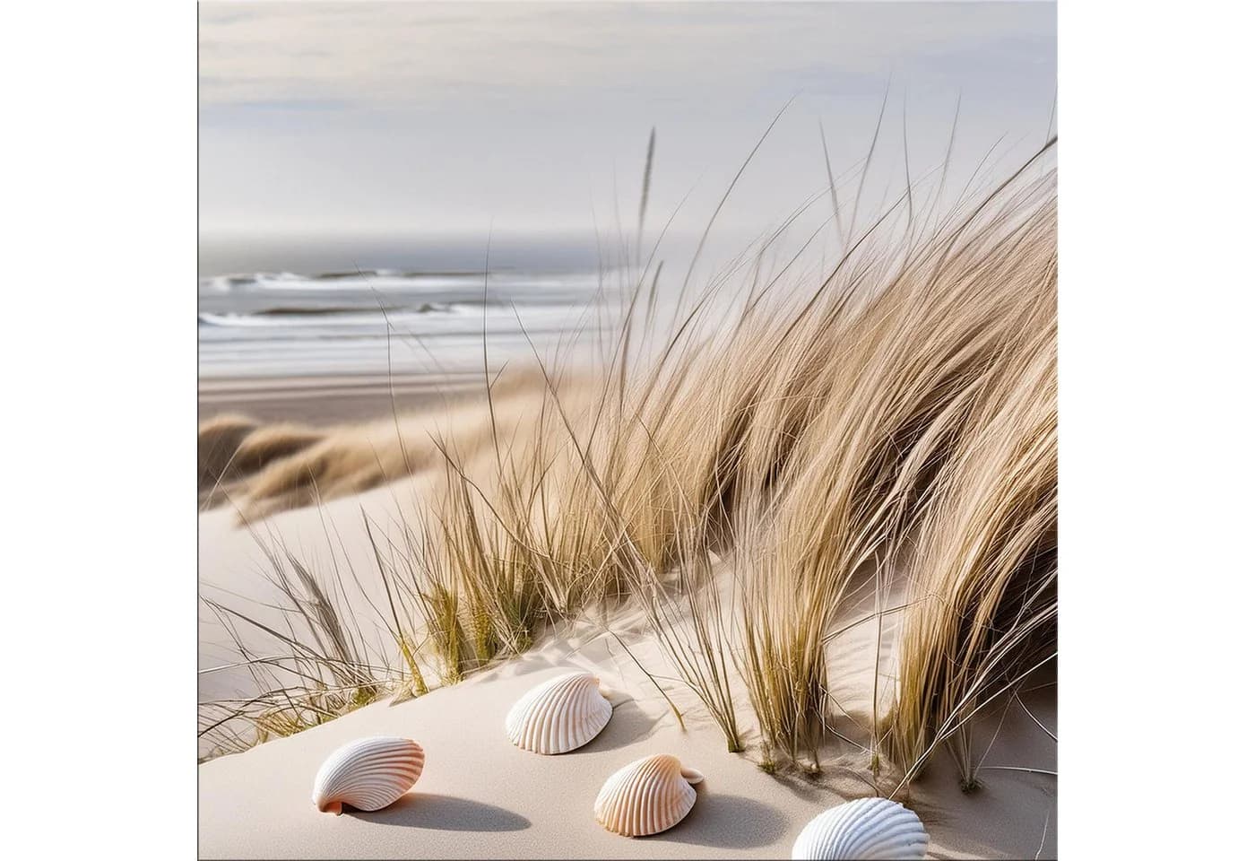 artissimo Glasbild Strand Muscheln Beige 50x50 cm - Bild 2