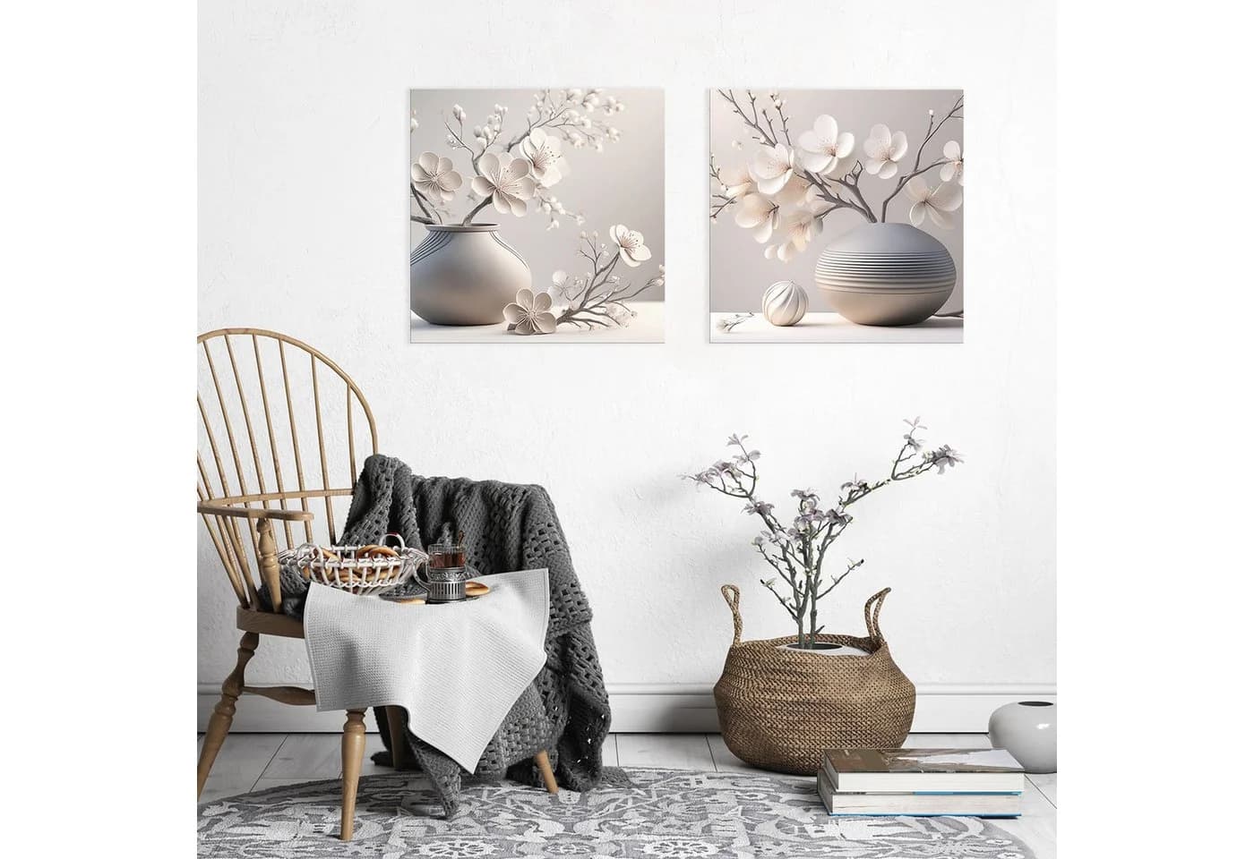 artissimo Glasbild 50x50 cm Beige Stillleben Blumen - Bild 4