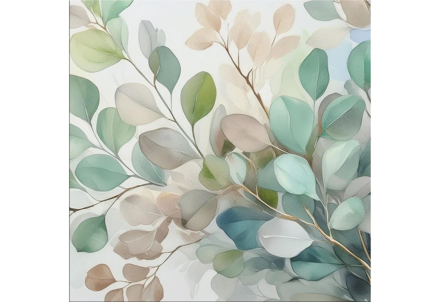 artissimo Glasbild Eukalyptusblätter Aquarell Grün 50x50 cm - Bild 2