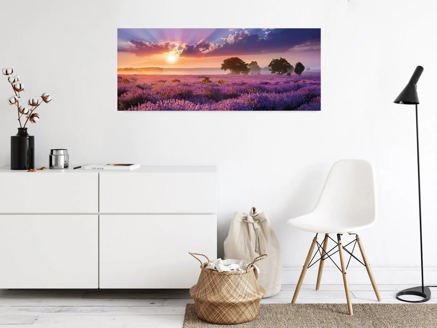 artissimo Glasbild Lavendelfeld XXL 125x50 cm Panorama Wandbild modern lila - Bild 3