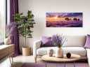 artissimo Glasbild Lavendelfeld XXL 125x50 cm Panorama Wandbild modern lila Bild 4