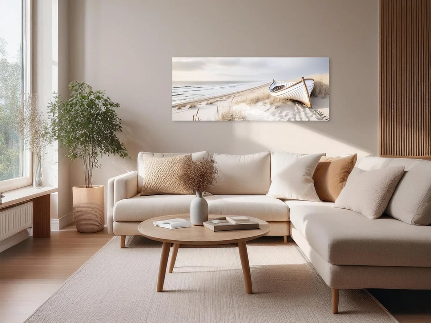 artissimo Glasbild Strand Panorama 125x50 cm Beige Blau - Bild 3