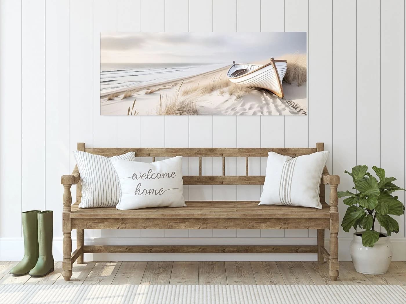artissimo Glasbild Strand Panorama 125x50 cm Beige Blau - Bild 4