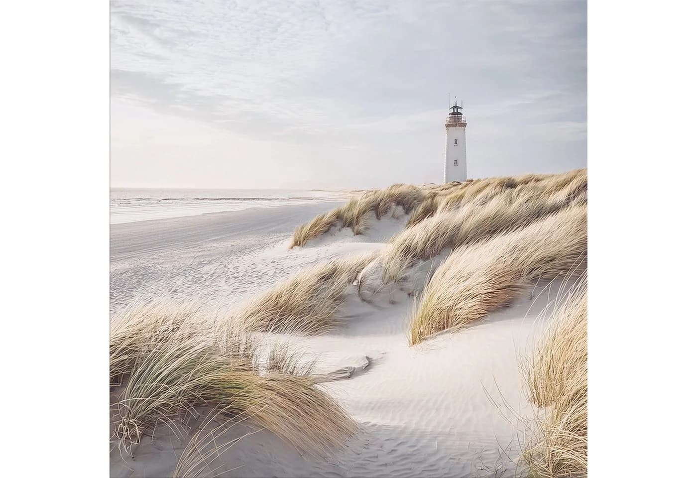 artissimo Glasbild Strand und Meer Leuchtturm in den Dünen 30x30 cm - Bild 2