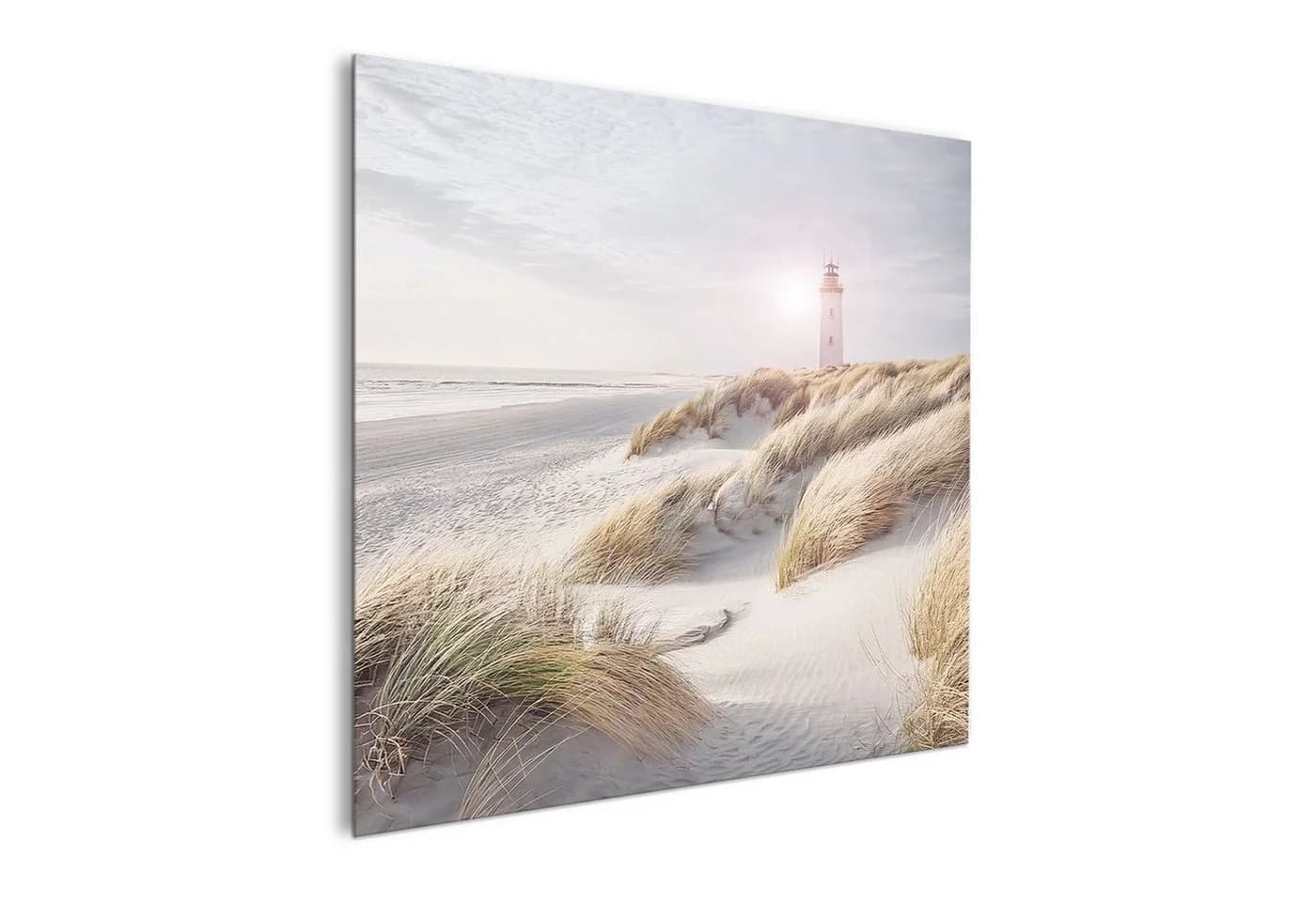 artissimo Glasbild Strand und Meer Leuchtturm in den Dünen 30x30 cm - Bild 5