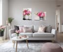 artissimo Leinwandbild Pink Peonies Rosa Beige Moderne Blumenmalerei Bild 3