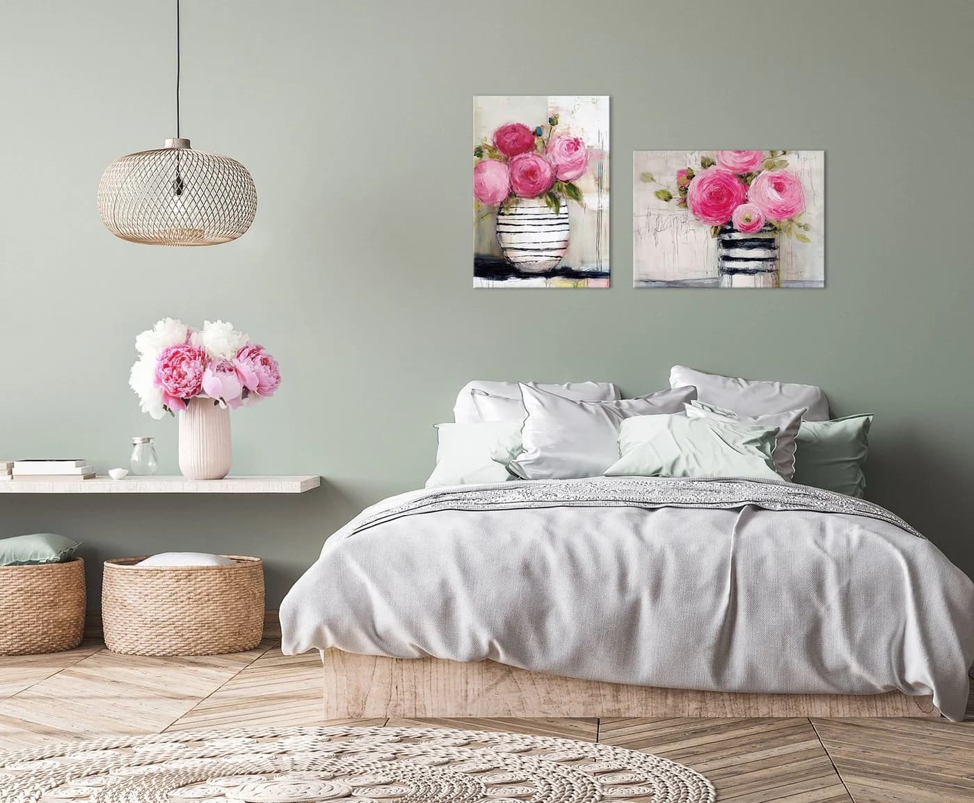 artissimo Leinwandbild Pink Peonies Rosa Beige Moderne Blumenmalerei - Bild 4