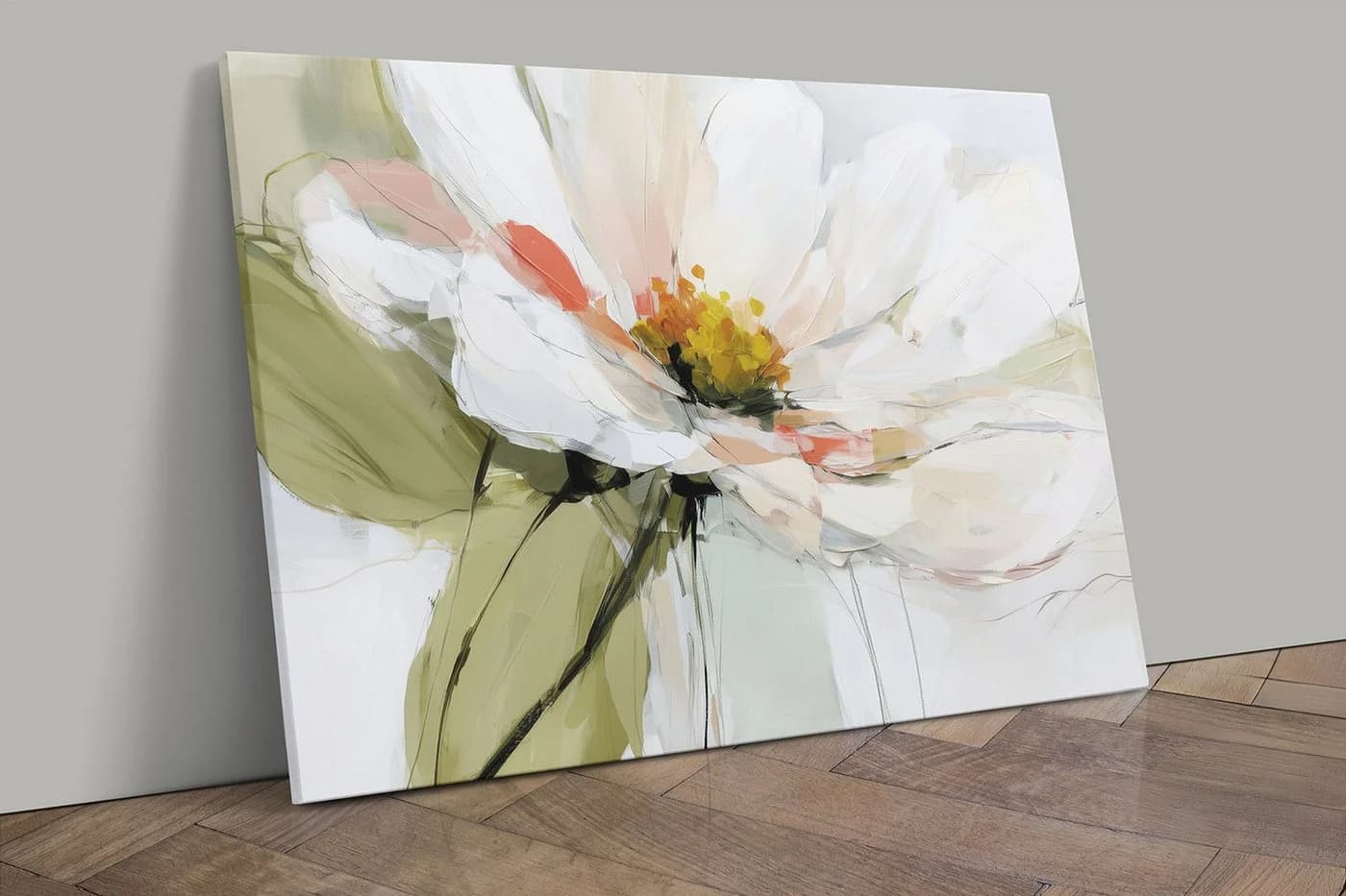 artissimo Leinwandbild 70x50 cm - Abstrakte Blüte Salbei-Grün - Bild 3