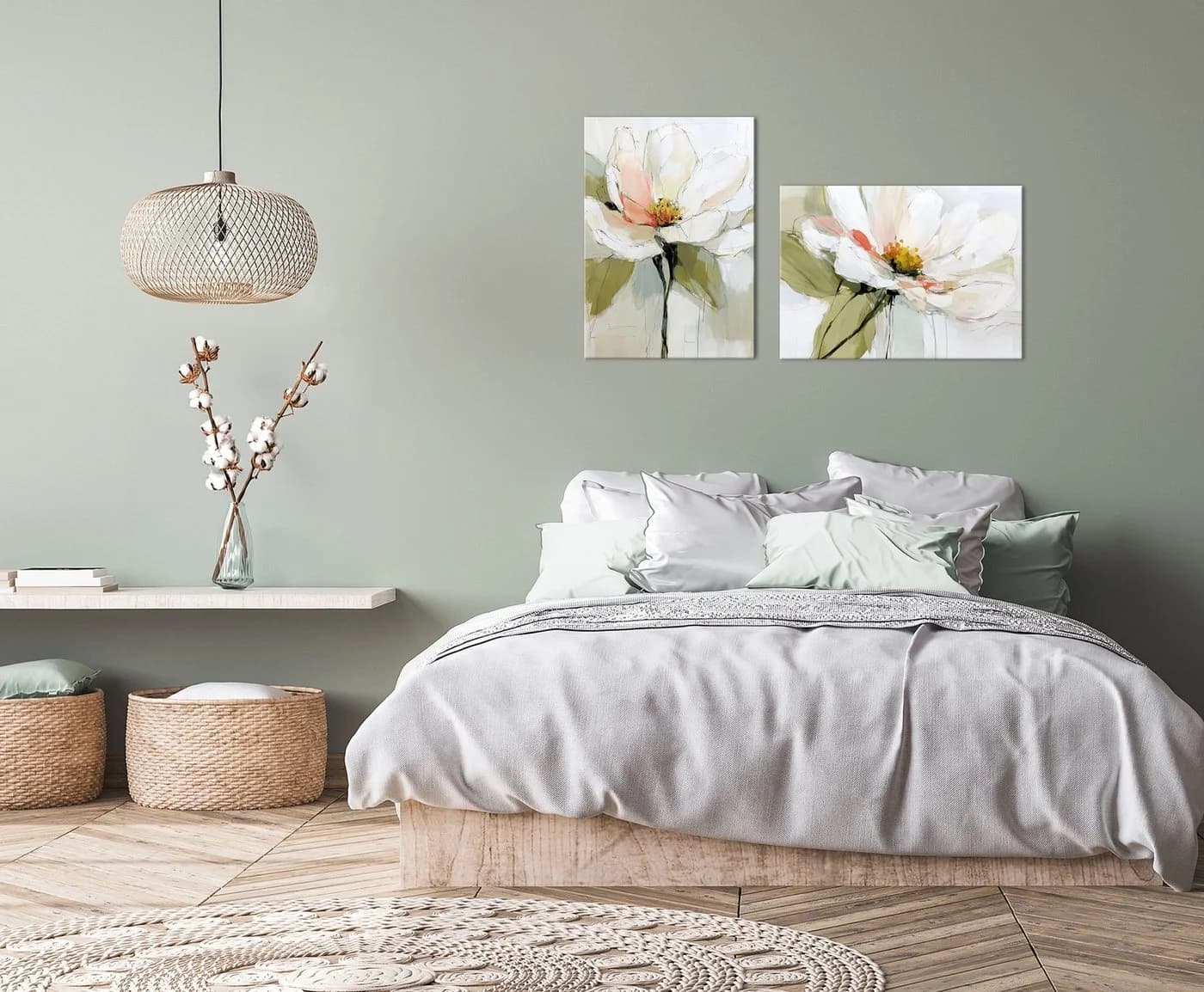 artissimo Leinwandbild 70x50 cm - Abstrakte Blüte Salbei-Grün - Bild 4