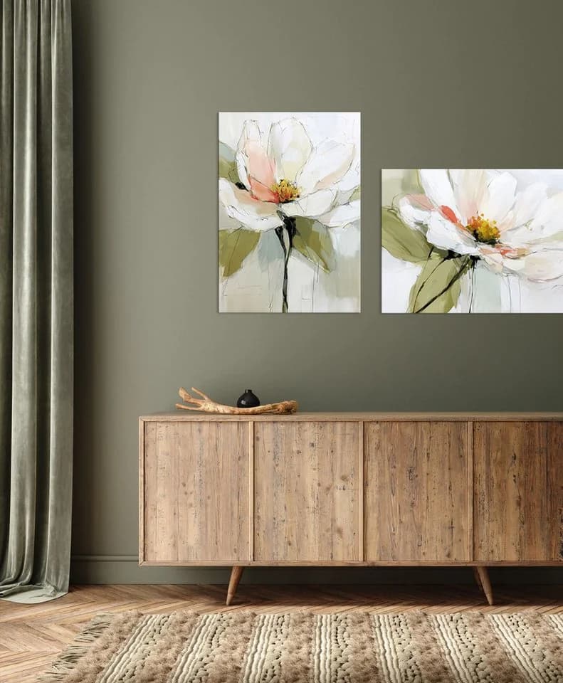 artissimo Leinwandbild 70x50 cm - Abstrakte Blüte Salbei-Grün - Bild 5