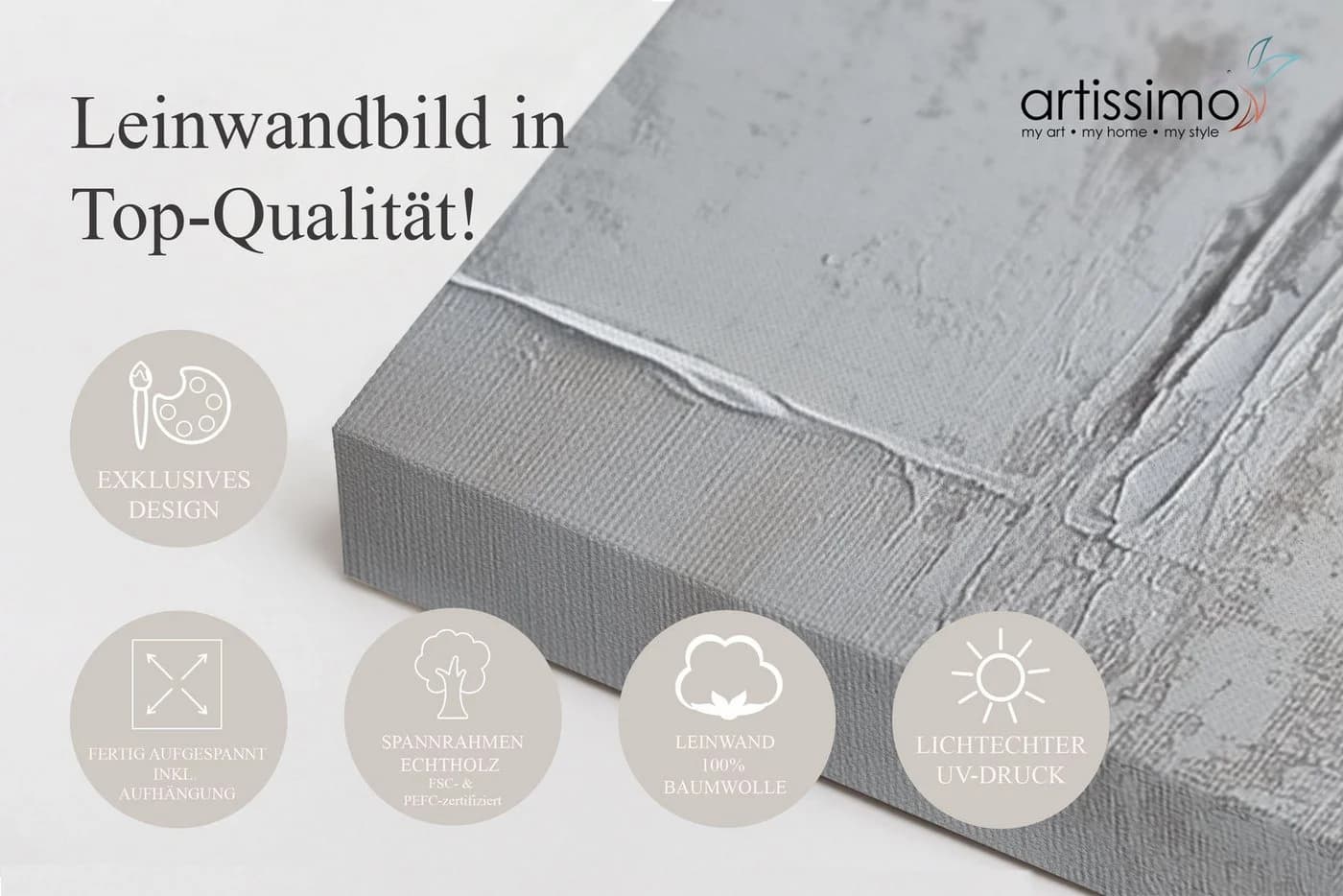 artissimo Leinwandbild 70x50 cm Grau/Beige Abstrakte Malerei