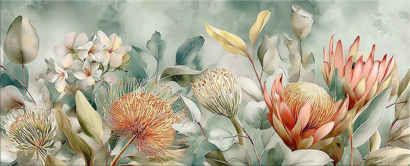 artissimo XXL Glasbild 125x50 cm Panorama Wandbild Aquarell Salbei-Grün - Bild 2