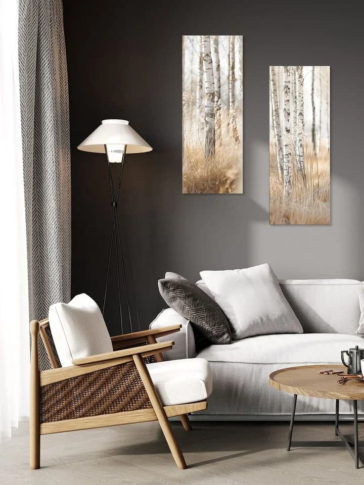 artissimo Glasbild Birkenwald 30x80 cm Weiß Beige - Bild 3